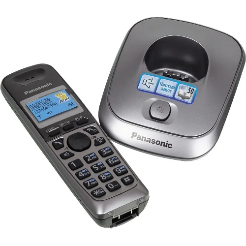 Телефон беспроводной (DECT) Panasonic KX-TG2511RUM (металик) АОН, Caller ID,спикерфон на трубке,переход в Эко режим одним нажатием
