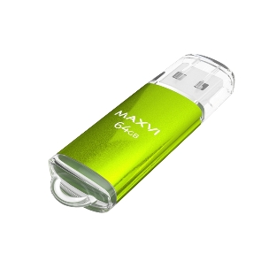 Флешка USB Maxvi MP green (FD64GbUSB20C10MP), 64Gb, USB 2.0, R/W 15/5, зеленый