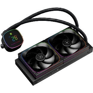 Система жидкостного охлаждения Thermalright Frozen Horizon 240 Digital (240мм, LED temp., Black, ARGB/Fans: 2x120мм, 68.9CFM, 28.2dBA, 2000RPM/Pump height 53.2мм, Rad thickness 27мм/S: 1700, 1200, 1851, 115X, AM5, AM4)