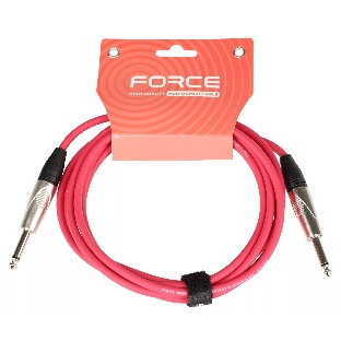 Кабель гитарный FORCE FGC-09/3 RD1/4" TS Jack - 1/4" TS Jack, высококачественный, малошумящий с проводниками из безкислородной меди OFC, диаметр 6 мм, профессиональные металлические разъемы, длина 3 м, цвет красный