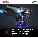 Пылесос вертикальный Tefal TY6838WO серый/фиолетовый, питание от аккумулятора, 100 Вт, уборка сухая, пылесборник 0.55 л