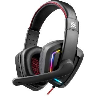 Гарнитура Defender Quake LED чёрный, проводная, подсветка