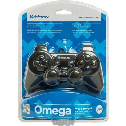 Геймпад Defender Omega USB, Проводной геймпад, 12 кнопок, 2 стика