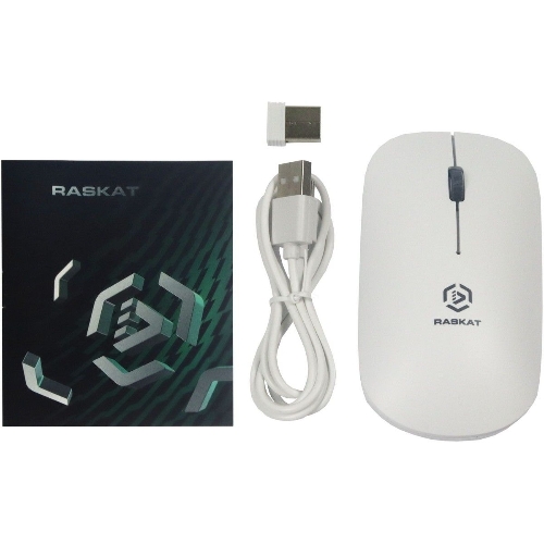 Мышь беспроводная Raskat M003WR белый, 2400 dpi, радиоканал, Bluetooth, USB, кнопки - 3