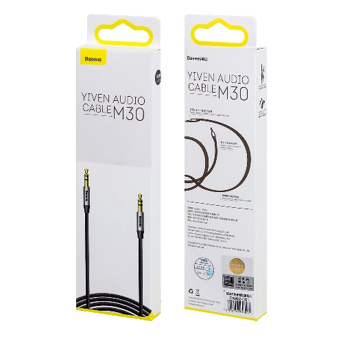 Кабель Baseus CAM30-CS1 Yiven Audio Cable M30 AUX 3.5мм (M) to AUX 3.5мм (M) 1.5m Silver+Black