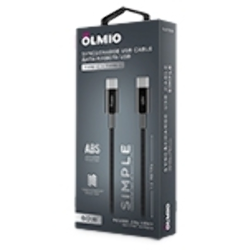 Кабель OLMIO SIMPLE, Type-C - Type-C, 60W 3A, 1.2м, тканевая оплетка, черный