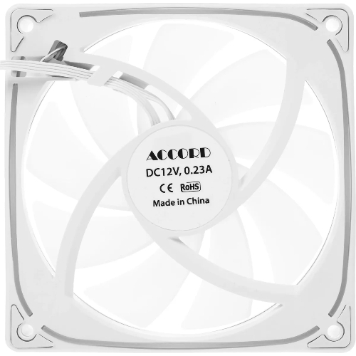 Вентилятор для корпуса Accord ACC-YH12 ARGb 120х120x25 белый 4-pin 27дБ (ACC-YH12 ARGb белый) brown box