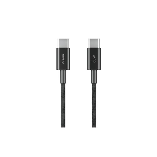 Кабель OLMIO SIMPLE, Type-C - Type-C, 60W 3A, 1.2м, тканевая оплетка, черный