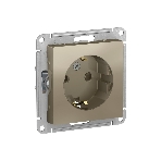 Механизм розетки 1-м СП AtlasDesign с заземл. защ. шторки 16А шампань SchE ATN000545