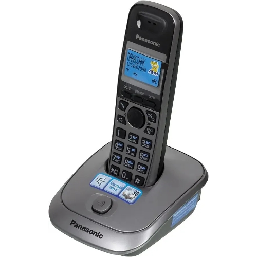 Телефон беспроводной (DECT) Panasonic KX-TG2511RUM (металик) АОН, Caller ID,спикерфон на трубке,переход в Эко режим одним нажатием