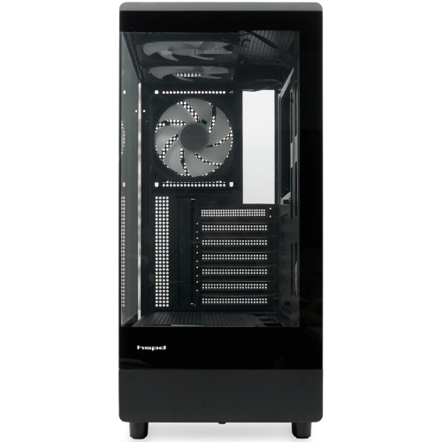 Компьютерный корпус HSPD F510, Panoramic Mid Tower, черный, TG, 0.5 SPCC, 3x120мм ARGb ATX, mATX, mITX 180/280/160мм 1x2.5