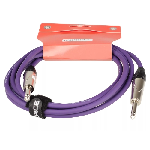 Кабель гитарный FORCE FGC-09/3 VT1/4" TS Jack - 1/4" TS Jack, высококачественный, малошумящий с проводниками из безкислородной меди OFC, диаметр 6 мм, профессиональные металлические разъемы, длина 3 м, цвет фиолетовый