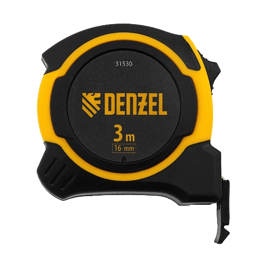 Рулетка Denzel 3м х 16мм, двухкомп. корпус, магнитный обрезиненный зацеп