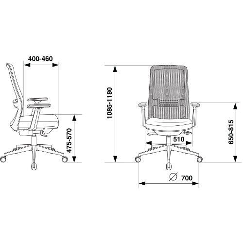 Кресло Бюрократ MC-915 TW-01 38-418 черный, сетка