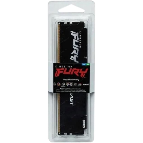 Оперативная память Kingston Fury Beast, DDR5, 16Gb (1x16Gb), 6400MHz, CL32, DIMM, с радиатором, черный