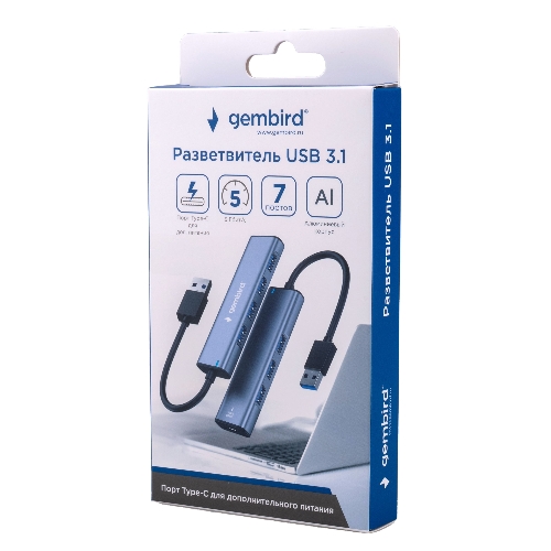 USB-концентратор Gembird UHB-U3P7-01, USB, 7хUSB, USB Type-C