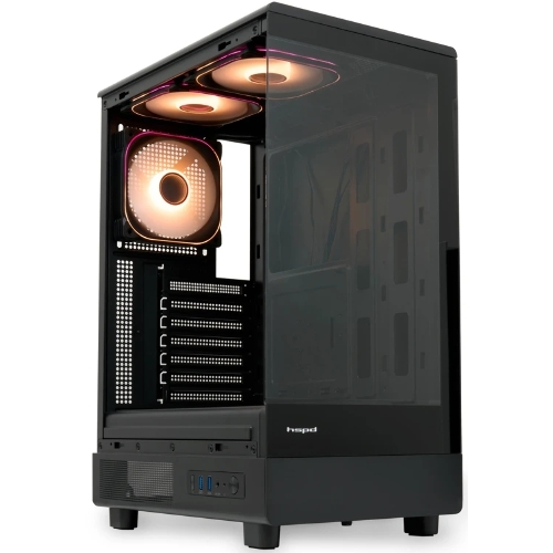 Компьютерный корпус HSPD F510, Panoramic Mid Tower, черный, TG, 0.5 SPCC, 3x120мм ARGb ATX, mATX, mITX 180/280/160мм 1x2.5