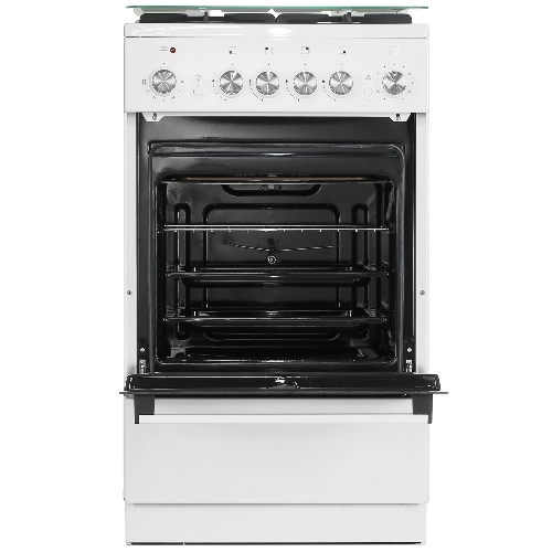 Плита комбинированная De Luxe 5040.40ГЭ (КР) ЧР белый, конфорок 4 шт, духовка 43 л, 50 см x 85 см x 50 см