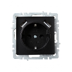 Розетка 1-местная IEK BRITE РЮш10-1-БрЧ (BR-R14-16-U21-D21-K02) 16А, с USB A+A 2.1А, с заземлением с защитными шторками, черный