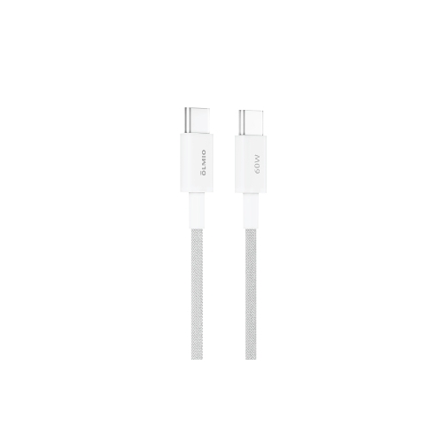 Кабель OLMIO SIMPLE, Type-C - Type-C, 60W 3A, 1.2м, тканевая оплетка, белый