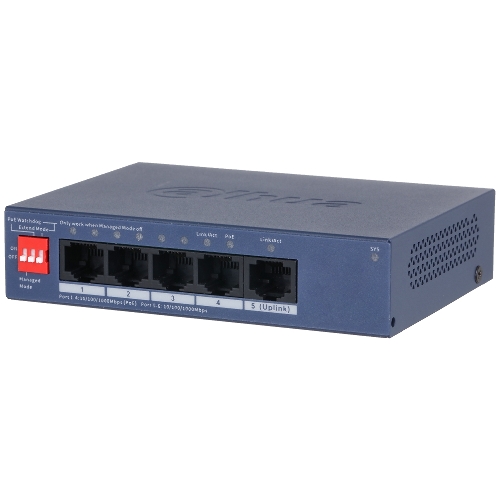 Коммутатор Dahua DH-CS4005-4GT-36 4-портовый гигабитный PoE с функцией облачного управления, 4xRJ45 1Gb, 1xRJ45 1Gb uplink, суммарно 40Вт