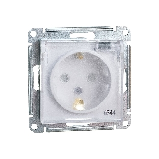 Механизм розетки 1-м СП AtlasDesign AQUA с заземл. защ. шторки с защ. крышкой 16А IP44 белый, SchE ATN440146