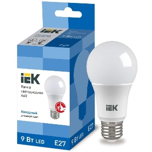Лампа светодиодная IEK LLE-A60-9-230-65-E27 ECO A60 9 Вт грушевидная 230В 6500К E27