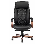 Кресло Бюрократ T-9924WALNUT черный, кожа, подголовник