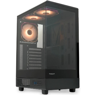 Компьютерный корпус HSPD F510, Panoramic Mid Tower, черный, TG, 0.5 SPCC, 3x120мм ARGb ATX, mATX, mITX 180/280/160мм 1x2.5