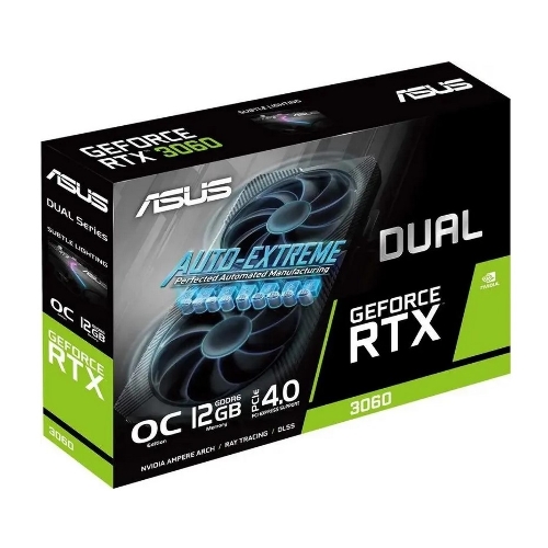 Видеокарта Asus GeForce RTX 3060 Dual OC Edition (LHR), 12 GB GDDR6, 192 bit, 3xDisplayPort, HDMI, GPU 1837 MHz
