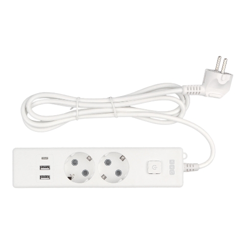 Бытовой удлинитель PowerCube, 2 р с/з вык.,3USB, 3500 Вт, 16А, 1.9 м, 3x1,0 (белый) PC-4-2M