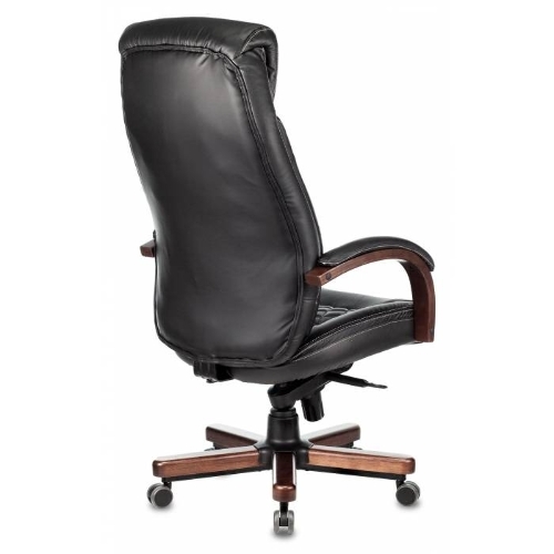 Кресло Бюрократ T-9924WALNUT черный, кожа, подголовник