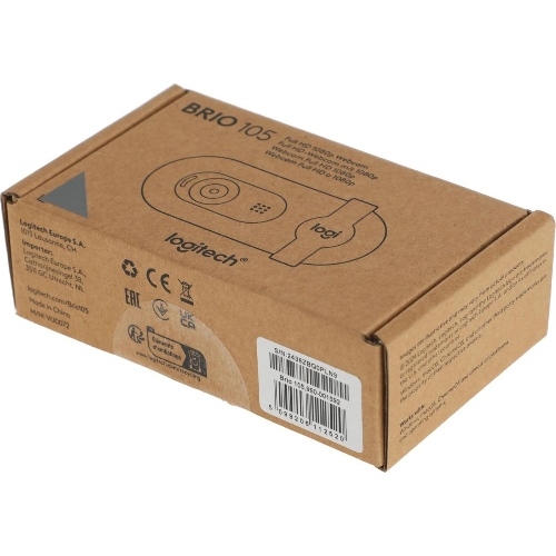 Веб-камера Logitech Brio 105 1920x1080, 30 кадр/с, USB Type-A, микрофон (шумоподавление), шторка приватности, автоосвещение, универсальное крепление