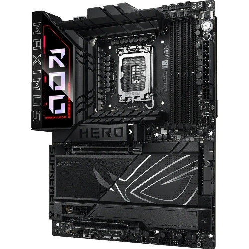 Материнская плата ASUS ROG MAXIMUS Z890 HERO, LGA 1851, Intel Z890, 4xDDR5, 4xSATA, 6xM.2, 1xPCIe 5.0 x16, 1xPCIe 4.0 x4, 1xPCIe x1, 1xHDMI, 2xUSB-C (видеовыход), 4xUSB-A 3.2 Gen 1, 4xUSB-A 3.2 Gen 2, 1xUSB-C 3.2 Gen 2, 2xUSB-C Thunderbolt 4, 2x 5Gb LAN, 2x3.5 мм, 7.1, ATX