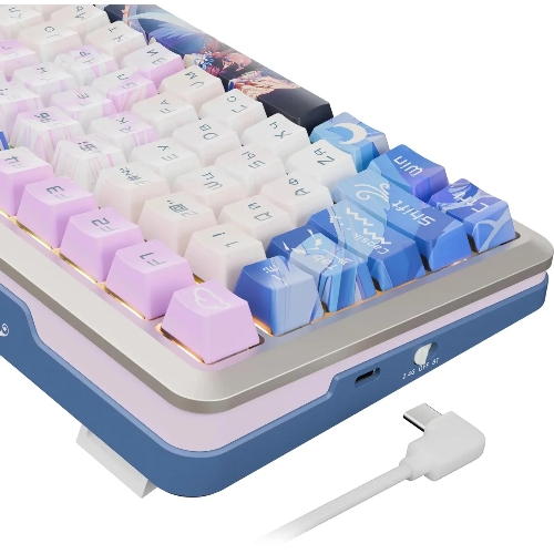 Клавиатура Redragon Flekact Pro гибридная, USB Type-A, Bluetooth, радиоканал, фиолетовый