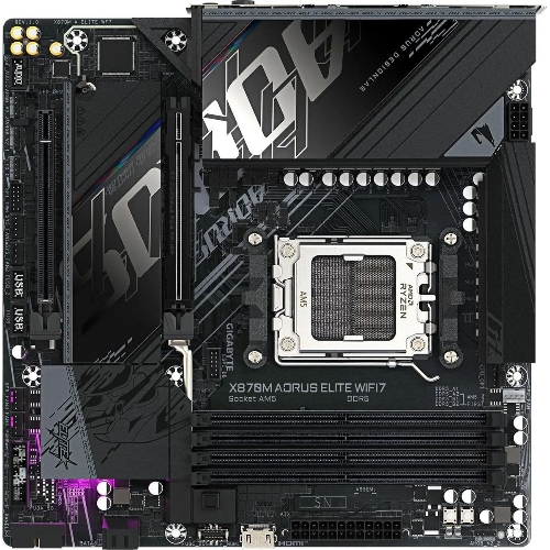 Материнская плата Gigabyte X870M AORUS ELITE WIFI7, AM5, AMD X870, 4xDDR5, 4xSATA, 4xM.2, 1xPCIe 5.0 x16, 1xPCIe 4.0 x4, 1xPCIe 3.0 x2, 1xHDMI, 2xUSB Type-C, 1x2.5Gb LAN, Wi-Fi 7, Bluetooth 5.4, 2xUSB-C USB4, 2xUSB-A 10Gbps, 4xUSB-A 5Gbps, 4xUSB-A 2.0, S/PDIF, 2x3.5 мм, 7.1, mATX