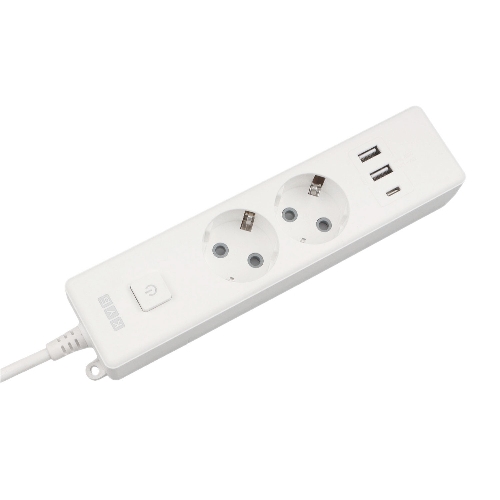 Бытовой удлинитель PowerCube, 2 р с/з вык.,3USB, 3500 Вт, 16А, 1.9 м, 3x1,0 (белый) PC-4-2M