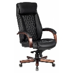 Кресло Бюрократ T-9924WALNUT черный, кожа, подголовник
