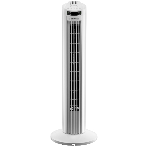 Колонный вентилятор BRAYER BR4958WH, механ.упр.,пульт ДУ,вращение90°,мощ-ть50Вт,защита от перегрева