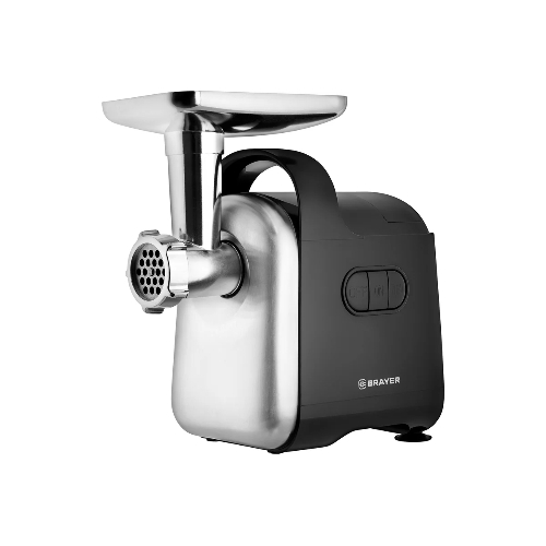 Мясорубка электрическая BRAYER 1602BR черный, 2000 Вт, 2.0 кг/мин, реверс, защита от перегрузки, металлический лоток, насадки - 5