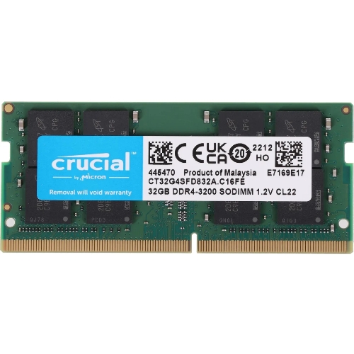 Оперативная память Crucial, DDR4, 32Gb (1x32 Gb), 3200 MHz, CL22, SO-DIMM, OEM