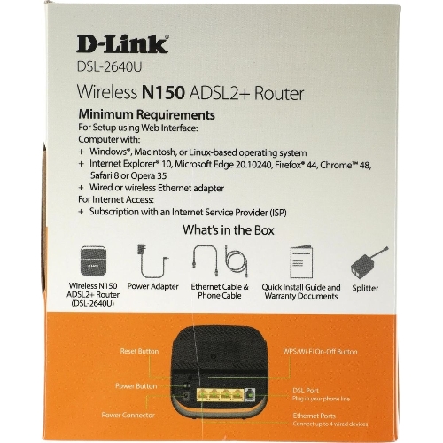 Роутер беспроводной D-Link DSL-2640U/R1A ADSL2+ черный (Annex A)