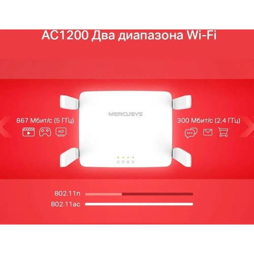 Роутер беспроводной Mercusys AC10 AC1200 10/100BASE-TX белый