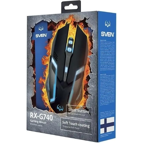 Мышь проводная SVEN RX-G740 черный, 2400 dpi, USB, кнопки - 6