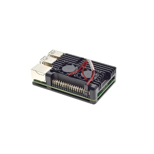 Компьютерный корпус Qumo Aluminum case with double black 2-wire fans, Raspberry Pi 5B, black(RS056)