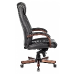 Кресло Бюрократ T-9924WALNUT черный, кожа, подголовник