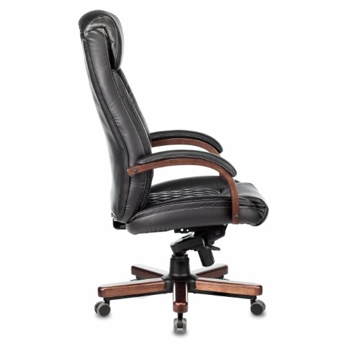 Кресло Бюрократ T-9924WALNUT черный, кожа, подголовник