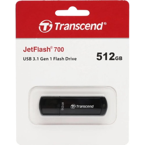 Флешка USB Transcend Jetflash 700 (TS512GJF700), 512Gb, USB 3.0, R/W 70/30, черный