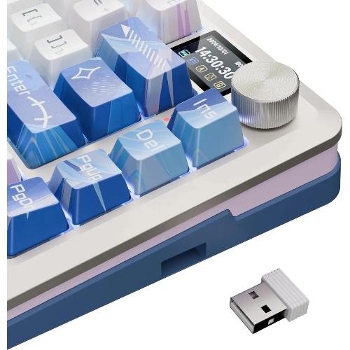 Клавиатура Redragon Flekact Pro гибридная, USB Type-A, Bluetooth, радиоканал, фиолетовый