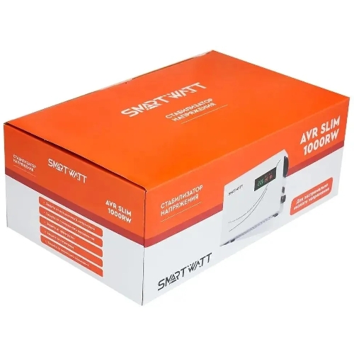 Настенный стабилизатор напряжения SMARTWATT AVR SLIM 1000RW (100W - 260W, 1000VA, 1 кВт, 50 Гц, розеток - 1, LED-дисплей